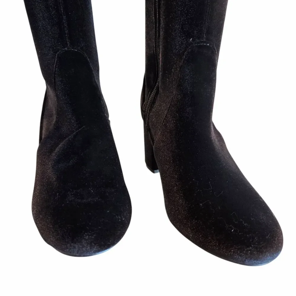 NEW INC Rikkie2 Over the Knee Velvet Black Boots Baddie Model off Duty Upscale 6
